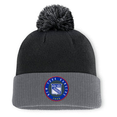 New York Rangers Fanatics Aspyn Cuffed Knit Hat with Pom - Black | US 201193401