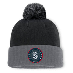 Seattle Kraken Fanatics Aspyn Cuffed Knit Hat with Pom - Black | US 201193406