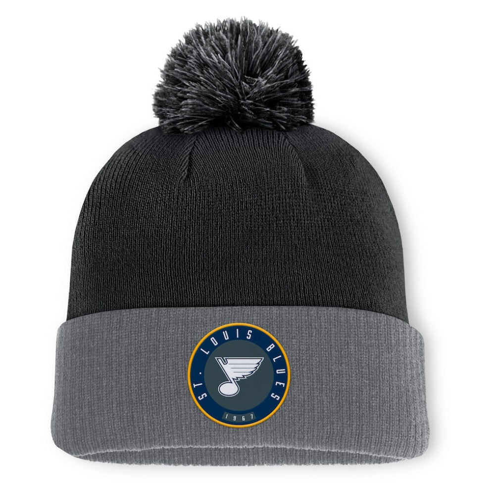 St. Louis Blues Fanatics Aspyn Cuffed Knit Hat with Pom - Black | US 201193407
