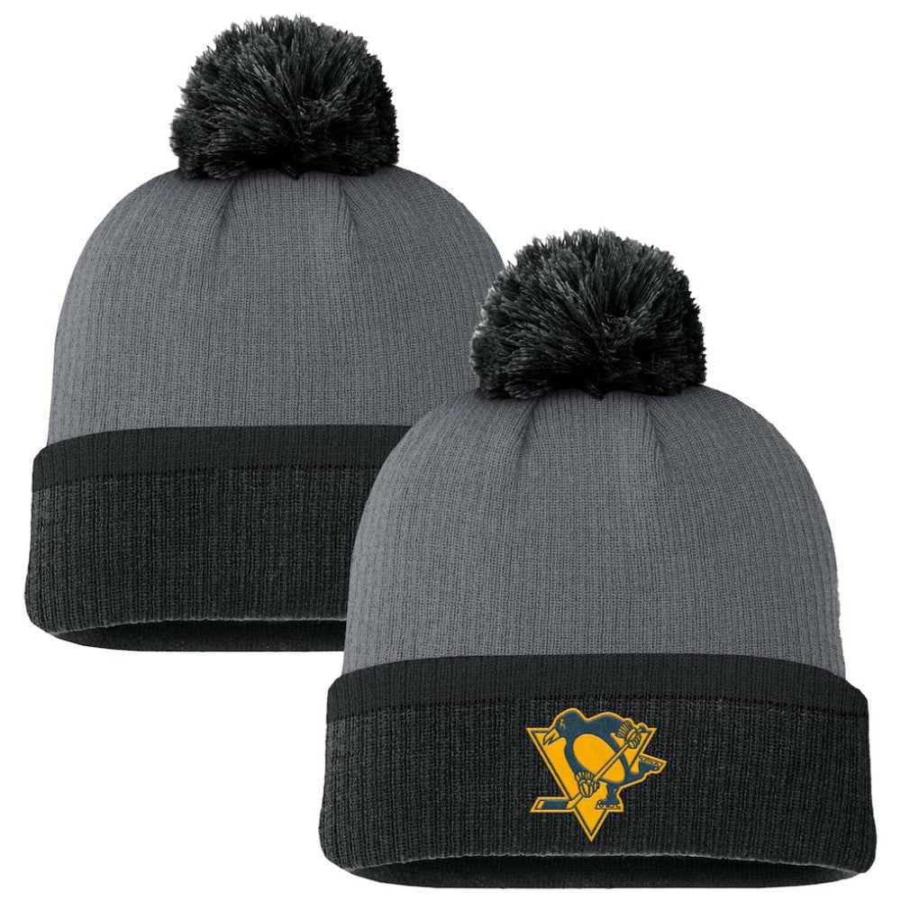 Pittsburgh Penguins Fanatics Women's Cuffed Knit Hat with Pom - Charcoal | US 201193429