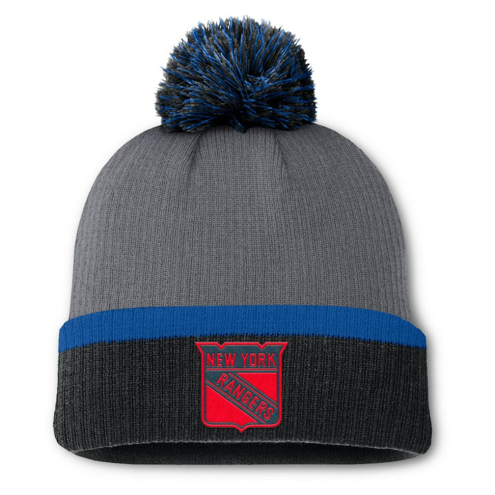 New York Rangers Fanatics Women's Cuffed Knit Hat with Pom - Charcoal | US 201193432