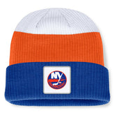 New York Islanders Fanatics Heritage Showboat Color-Block Cuffed Knit Hat - Royal/Orange | US 201193538