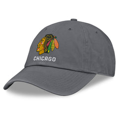 Chicago Blackhawks Fanatics Washed Adjustable Hat - Charcoal | US 201193611