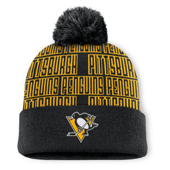 Pittsburgh Penguins Fanatics Fundamental Empty Net Cuffed Knit Hat with Pom - Black | US 201193637