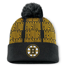 Boston Bruins Fanatics Fundamental Empty Net Cuffed Knit Hat with Pom - Black | US 201193639