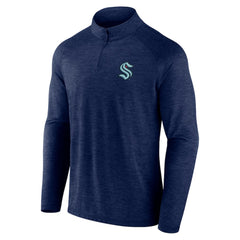 Seattle Kraken Logo Athletic Head-to-Head Raglan Quarter-Zip Top - Navy | US 201194798