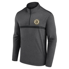 Boston Bruins Logo Athletic Head-to-Head Raglan Quarter-Zip Top - Heather Charcoal | US 201194819