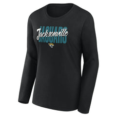 Jacksonville Jaguars Logo Athletic Women's Grip Long Sleeve T-Shirt - Black T-shirts