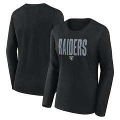Las Vegas Raiders Logo Athletic Women's Grip Long Sleeve T-Shirt - Black T-shirts
