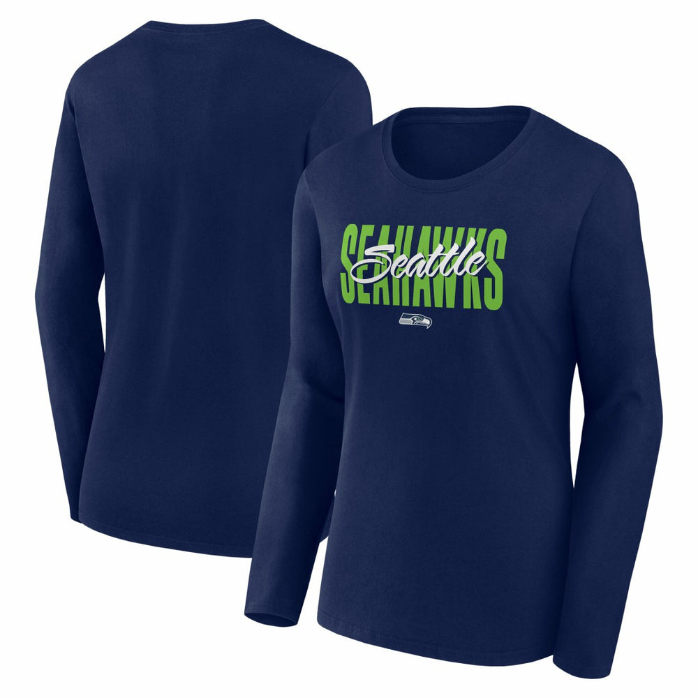 Seattle Seahawks Logo Athletic Women's Grip Long Sleeve T-Shirt - College Navy T-shirts