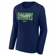 Seattle Seahawks Logo Athletic Women's Grip Long Sleeve T-Shirt - College Navy T-shirts