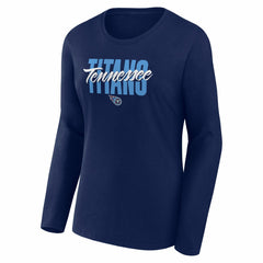 Tennessee Titans Logo Athletic Women's Grip Long Sleeve T-Shirt - Navy T-shirts
