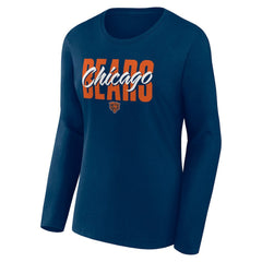 Chicago Bears Logo Athletic Women's Grip Long Sleeve T-Shirt - Navy T-shirts