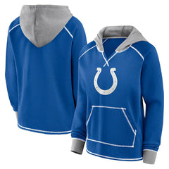 Indianapolis Colts Logo Athletic Women's Boom Fleece Pullover V-Neck Hoodie - Royal Hoodies