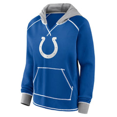 Indianapolis Colts Logo Athletic Women's Boom Fleece Pullover V-Neck Hoodie - Royal Hoodies