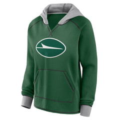 New York Jets Logo Athletic Women's Boom Fleece Pullover V-Neck Hoodie - Green Hoodies