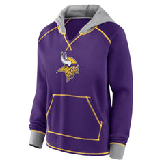 Minnesota Vikings Logo Athletic Women's Boom Fleece Pullover V-Neck Hoodie - Purple Hoodies