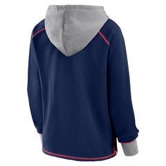 New England Patriots Logo Athletic Women's Boom Fleece Pullover V-Neck Hoodie - Navy Hoodies