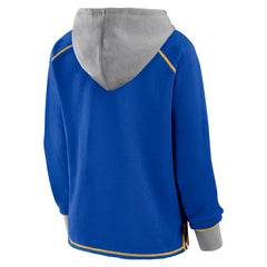 Los Angeles Rams Logo Athletic Women's Boom Fleece Pullover V-Neck Hoodie - Royal Hoodies