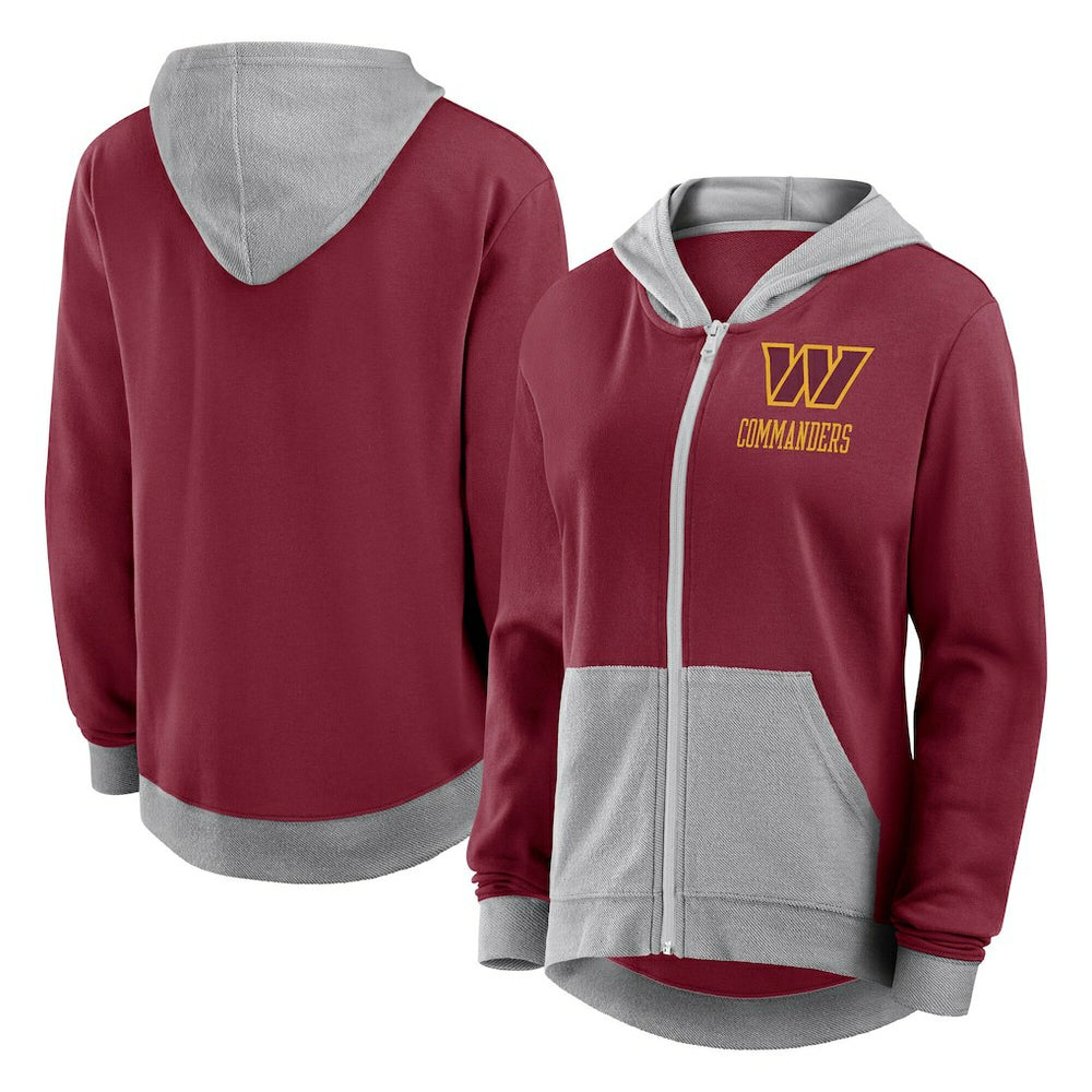 Washington Commanders Logo Athletic Women's Hit It French Terry Full-Zip Hoodie - Burgundy Hoodies