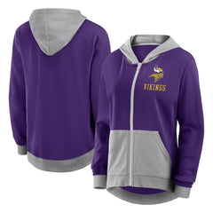 Minnesota Vikings Logo Athletic Women's Hit It French Terry Full-Zip Hoodie - Purple Hoodies
