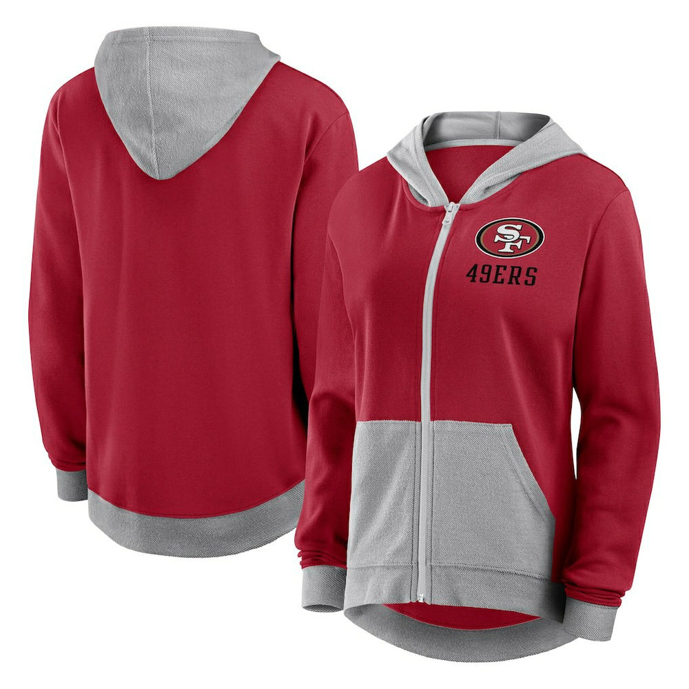 San Francisco 49ers Logo Athletic Women's Hit It French Terry Full-Zip Hoodie - Scarlet Hoodies