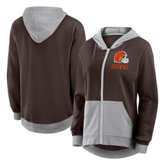 Cleveland Browns Logo Athletic Women's Hit It French Terry Full-Zip Hoodie - Brown Hoodies