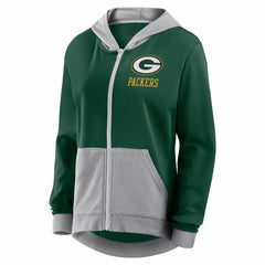 Green Bay Packers Logo Athletic Women's Hit It French Terry Full-Zip Hoodie - Green Hoodies