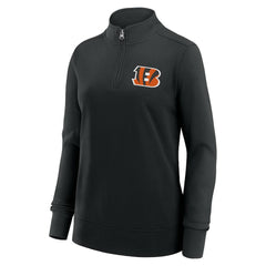 Cincinnati Bengals Logo Athletic Women's Velocity Quarter-Zip Jacket - Black Jackets
