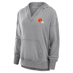 Cleveland Browns Women's Initiative Snow Wash French Terry V-Neck Pullover Hoodie - Heather Gray Hoodies