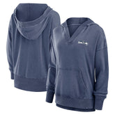 Seattle Seahawks Women's Initiative Snow Wash French Terry V-Neck Pullover Hoodie - Heather College Navy Hoodies