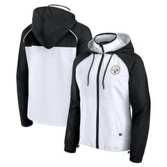 Pittsburgh Steelers Women's Full-Zip Anorak Hoodie Jacket - White Hoodies