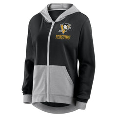 Pittsburgh Penguins Logo Athletic Women's Hit It French Terry Full-Zip Hoodie - Black | US 201195253