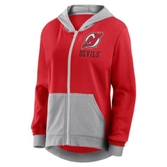 New Jersey Devils Logo Athletic Women's Hit It French Terry Full-Zip Hoodie - Red | US 201195257