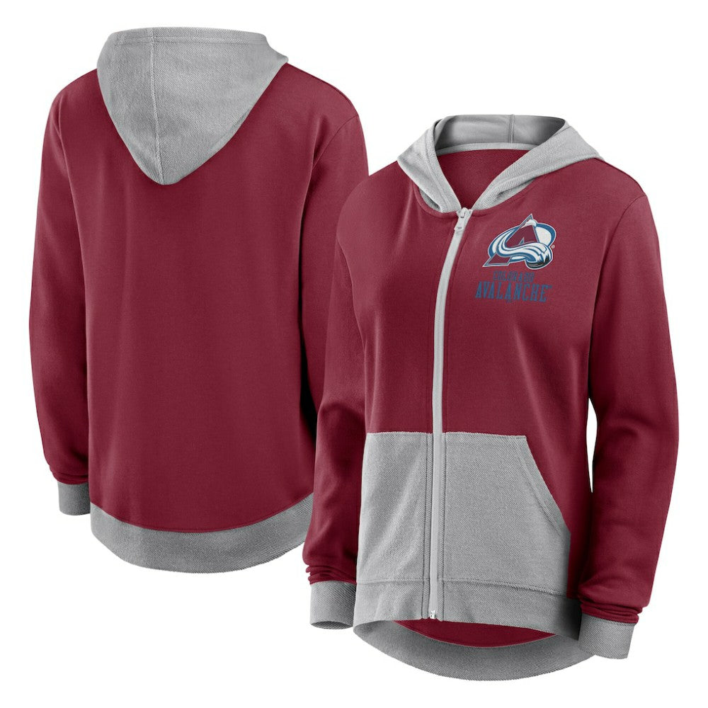 Colorado Avalanche Logo Athletic Women's Hit It French Terry Full-Zip Hoodie - Burgundy | US 201195258