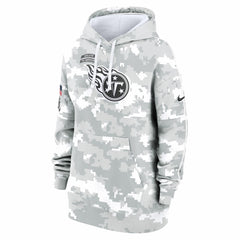 Tennessee Titans Women's 2024 Salute To Service Club Fleece Oversized Pullover Hoodie - Arctic Camo Hoodies