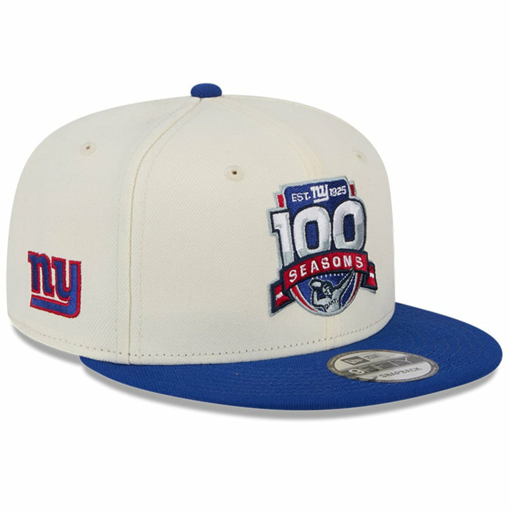 New York Giants New Era 100th Season Two-Tone 9FIFTY Snapback Hat - Cream/Royal Hats