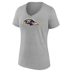 Zay Flowers Baltimore Ravens Women's Icon Player Name & Number V-Neck T-Shirt - Gray T-shirts