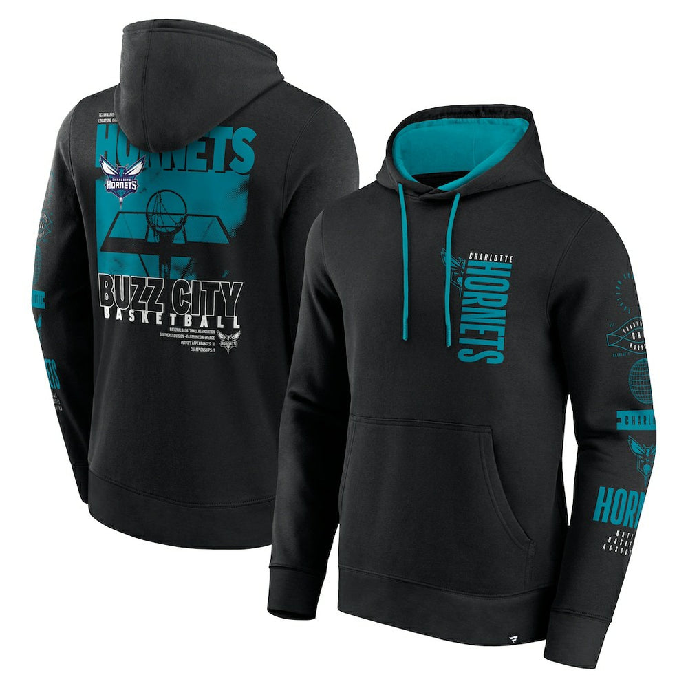Charlotte Hornets Game Time Crossover Pullover Hoodie Black - Fanatics