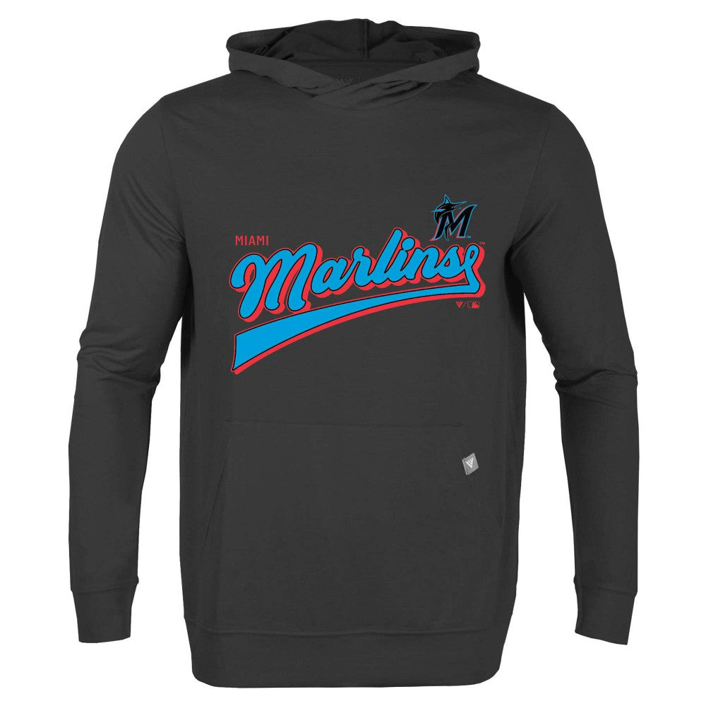 Miami Marlins Levelwear Relay 2.0 Retro Pullover Hoodie - Black Hoodies