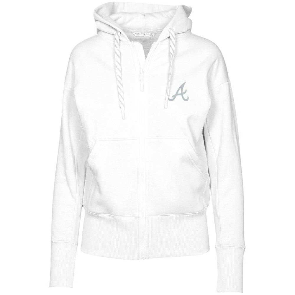 Atlanta Braves Levelwear Women's Gardinia Core Full-Zip Hoodie - White Hoodies