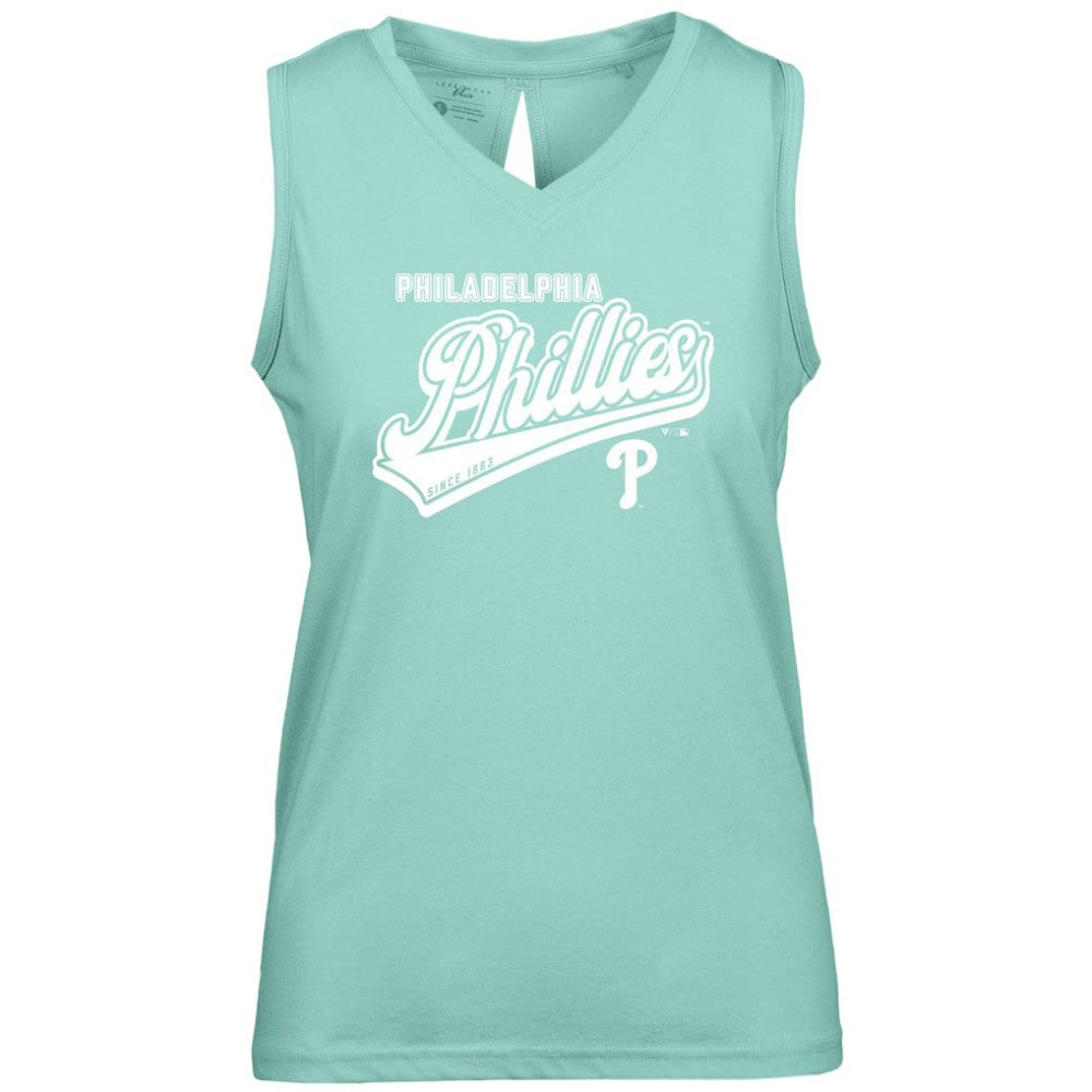 Philadelphia Phillies Levelwear Women's Paisley Sweep V-Neck Tank Top - Mint Tanks
