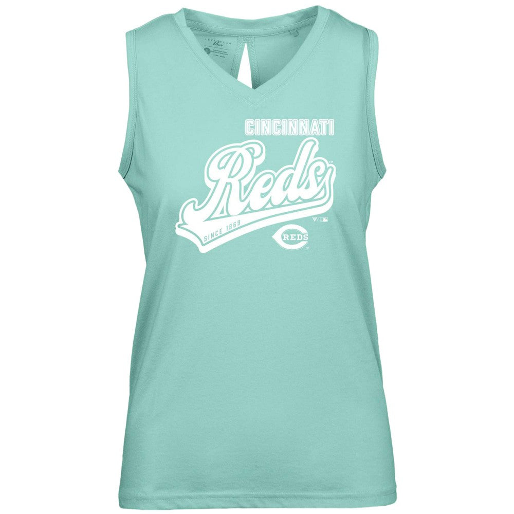 Cincinnati Reds Levelwear Women's Paisley Sweep V-Neck Tank Top - Mint Tanks
