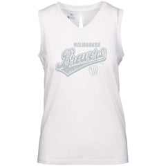 Milwaukee Brewers Levelwear Women's Paisley Sweep V-Neck Tank Top - White Tanks