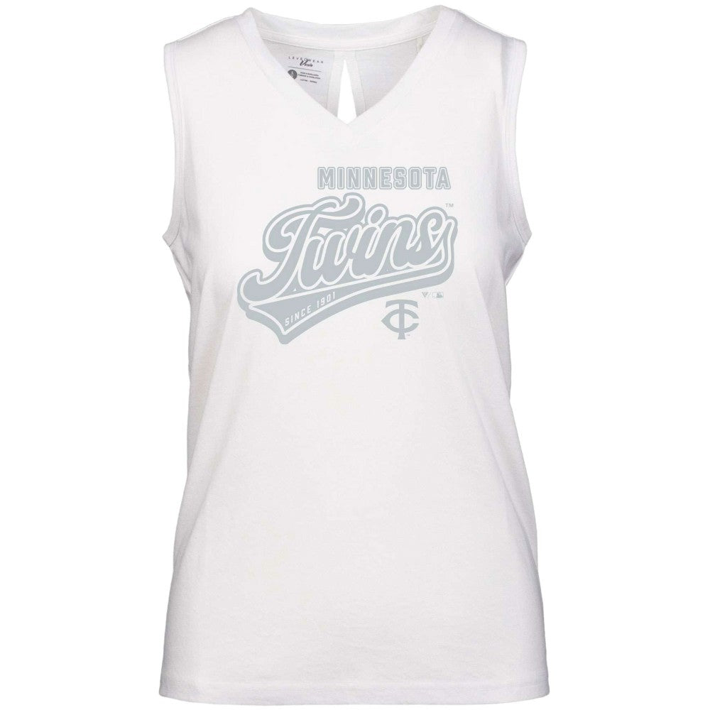 Minnesota Twins Levelwear Women's Paisley Sweep V-Neck Tank Top - White Tanks