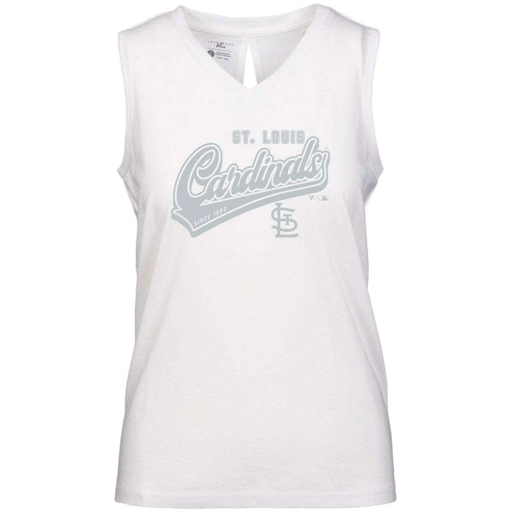 St. Louis Cardinals Levelwear Women's Paisley Sweep V-Neck Tank Top - White Tanks