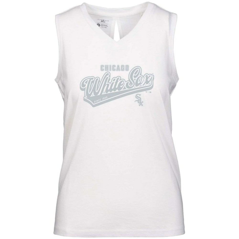 Chicago White Sox Levelwear Women's Paisley Sweep V-Neck Tank Top - White Tanks