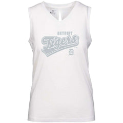 Detroit Tigers Levelwear Women's Paisley Sweep V-Neck Tank Top - White Tanks