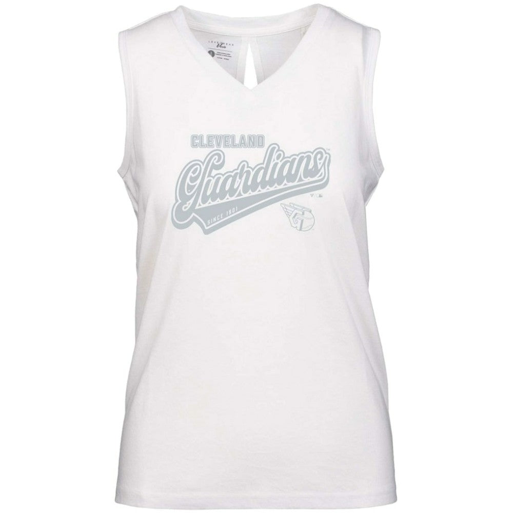 Cleveland Guardians Levelwear Women's Paisley Sweep V-Neck Tank Top - White Tanks