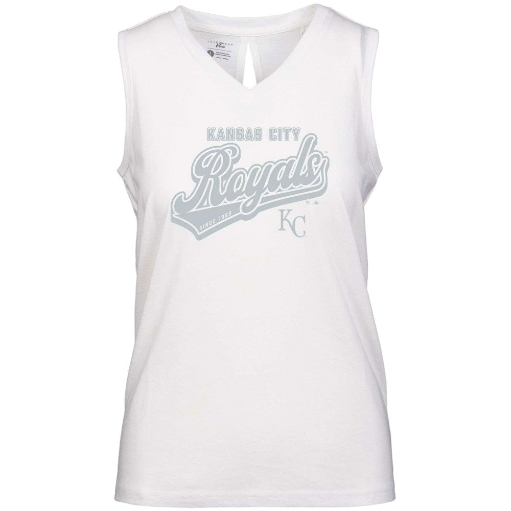 Kansas City Royals Levelwear Women's Paisley Sweep V-Neck Tank Top - White Tanks